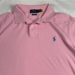 Polo Ralph Lauren Shirt L Classic Fit Pink Blue Pony Logo Casual Rugby Men's